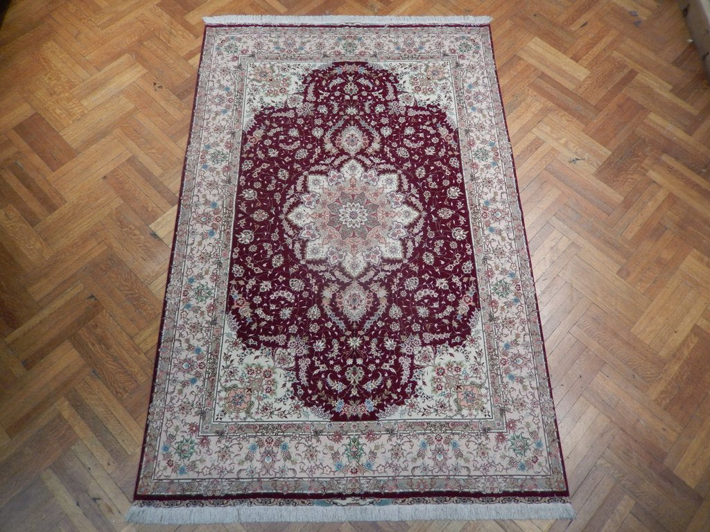 6.6 x 10 High Quality Signed Persian Tabriz Rug Wool and Silk on Silk #PIX-21973