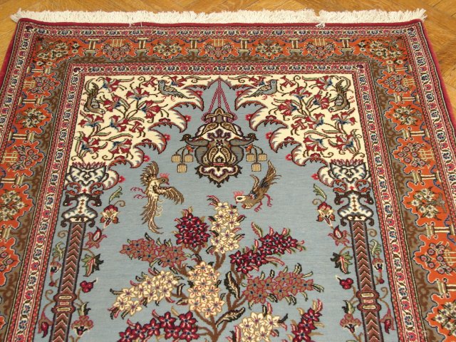 3.6 x 5.0 Fine Wool and Silk Persian Qom Prayer Rug  #PIX-8676