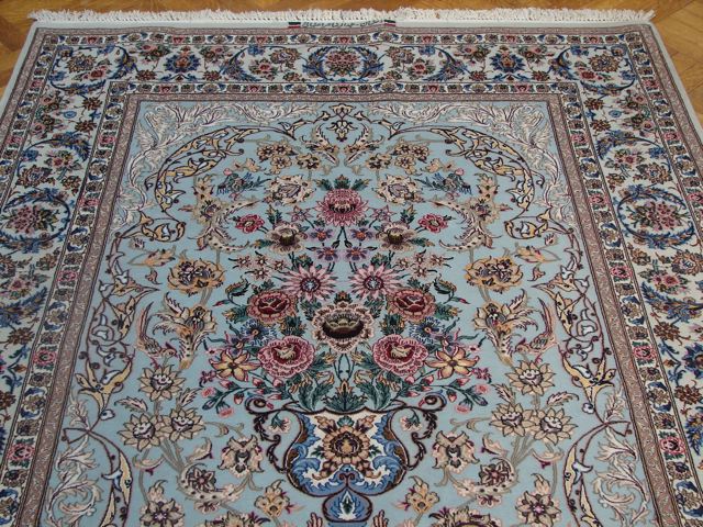 5 x 7.5 Super Fine Authnetic Persian Isfahan Rug Signed Wool and Silk 500 Kpsi #PIX-8891