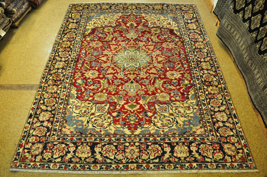 8.4 x 10.10 Persian Najaf Esfahan Wool Rug RED BLUE #PIX-28965