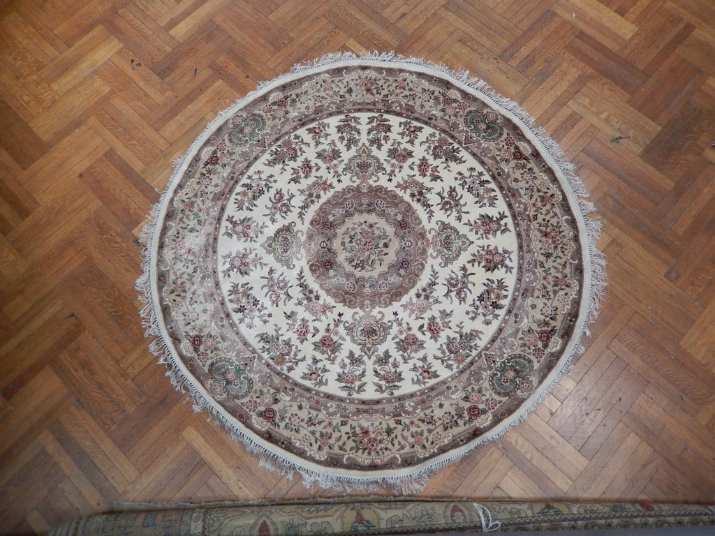 7.0 x 7.0 Feet ROUND Bamboo Silk Handmade Rug #PIX-21087