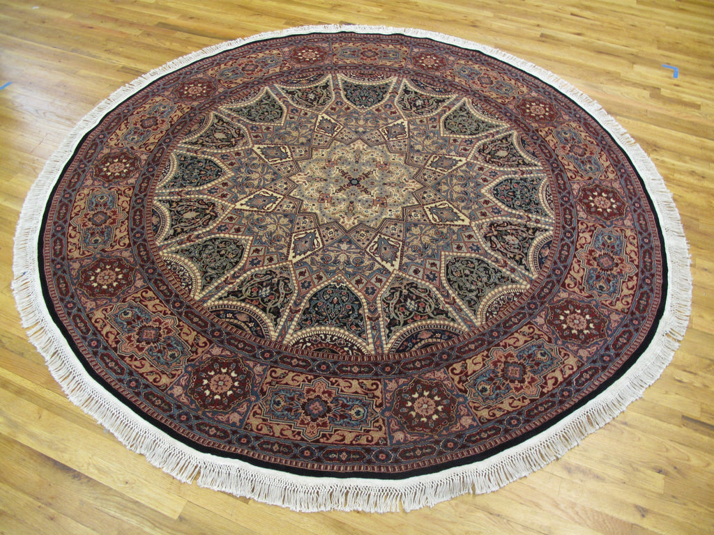 8 x 8 Fine Quality Wool and Silk Dom Esfahan Round Rug #PIX-26301