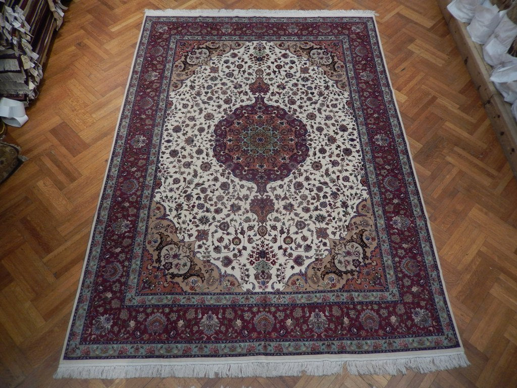 9.5 x 13.2 High Quality Authentic Persian Tabriz Rug Handmade Iran Wool and Silk on Silk 500 KPSI  #PIX-21864