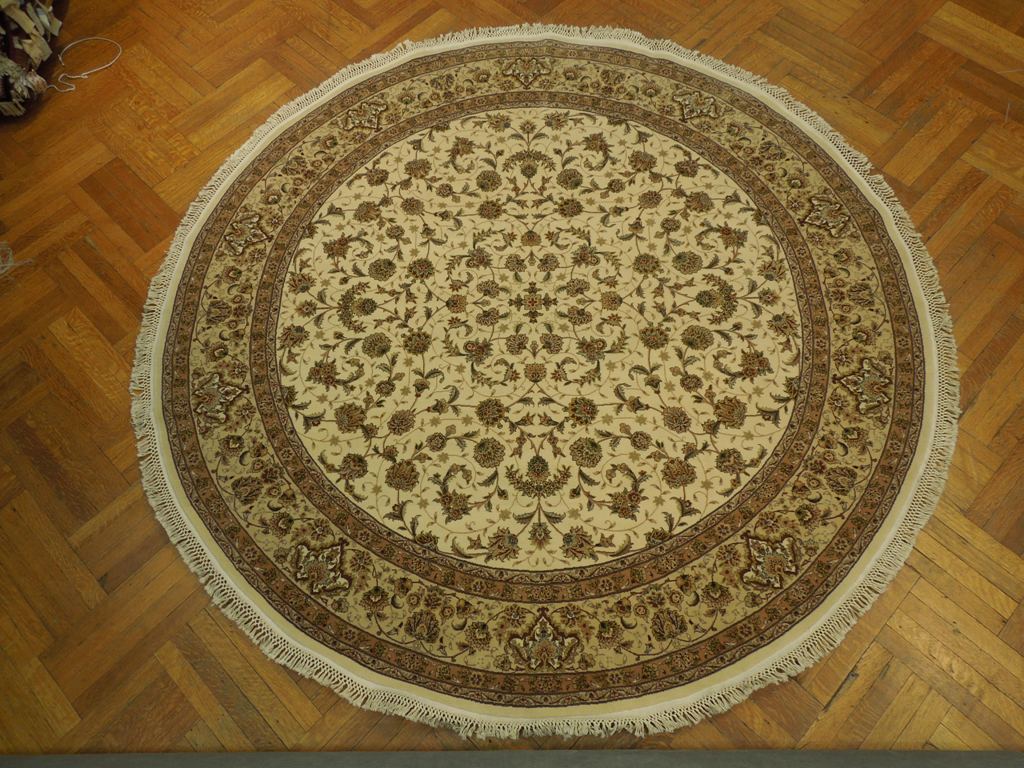 8.2 x 8.3 Quality  Wool and Silk  Hand-Knotted Rug IVORY #PIX-20883