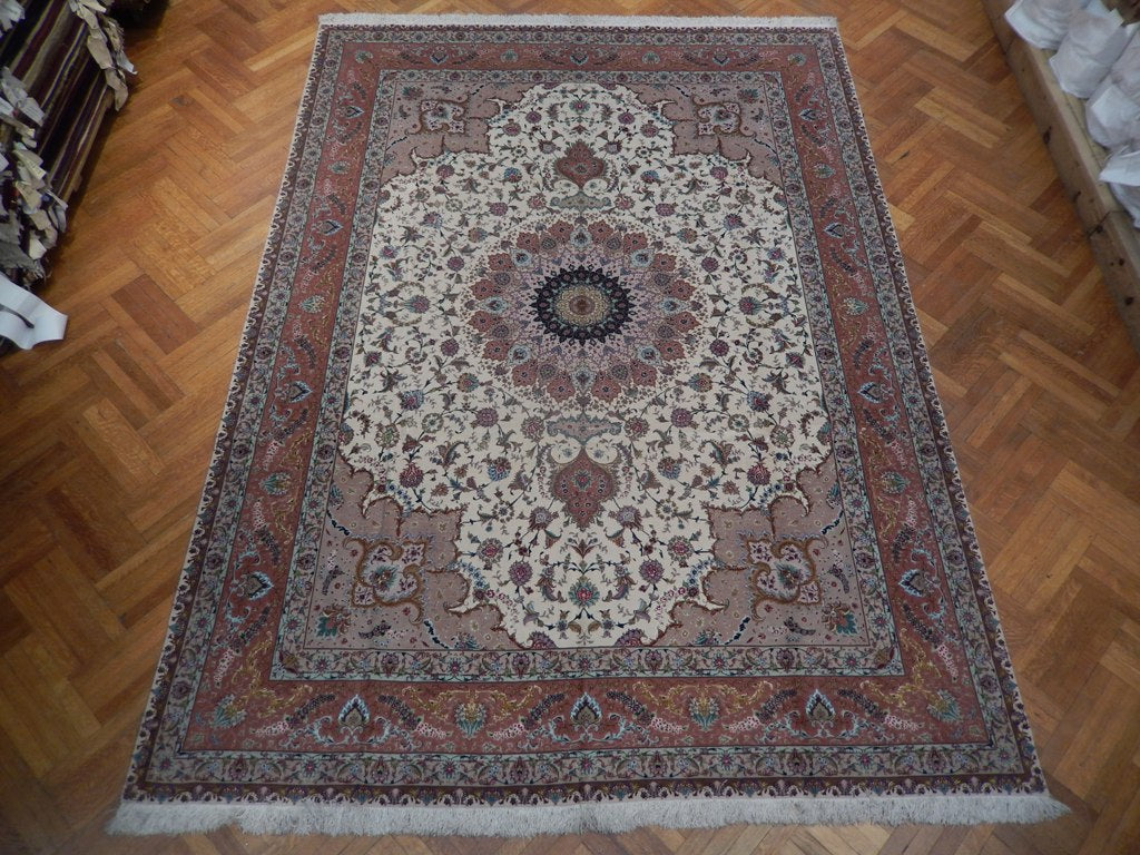 9.7 x 13.3 High Quality Authentic Persian Tabriz Rug Handmade Iran Wool and Silk on Silk 500 KPSI #PIX-21920