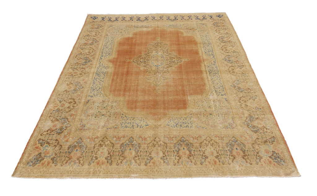 10 x 13.3 Antique Persian Kerman Rug Faded Coral #PIX-26924