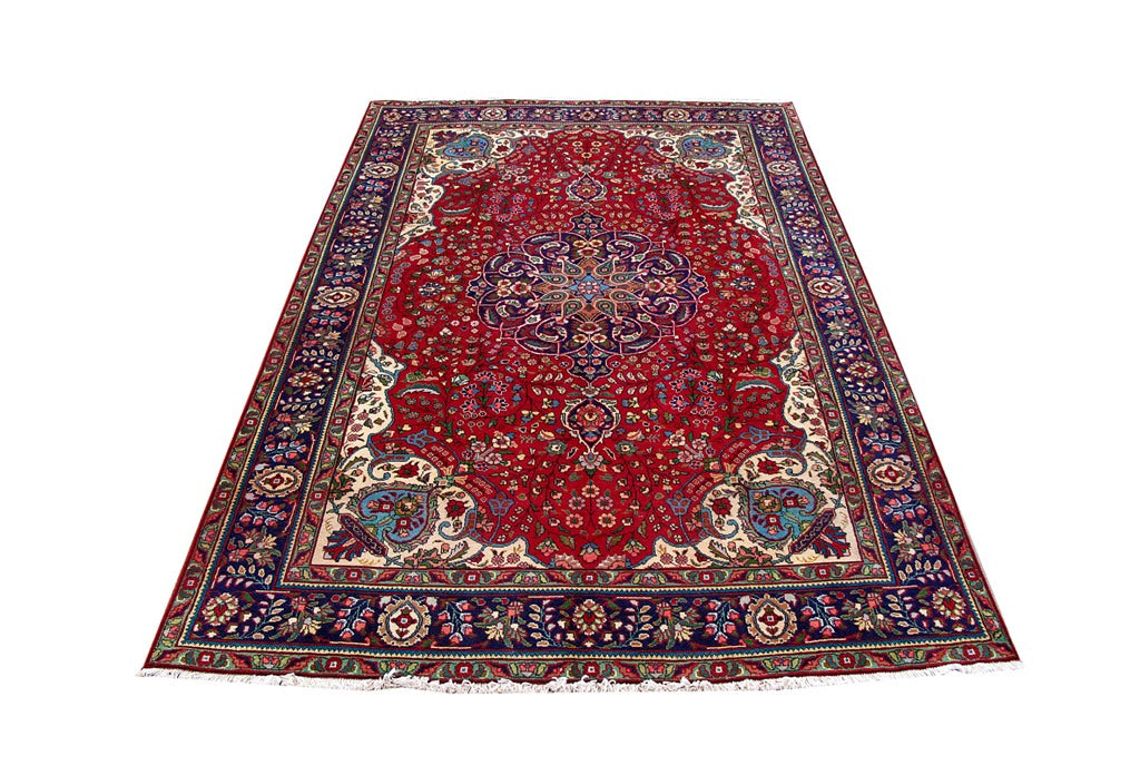 6.7 x 9.9 Persian Tabriz Handmade Wool Rug #B-80634