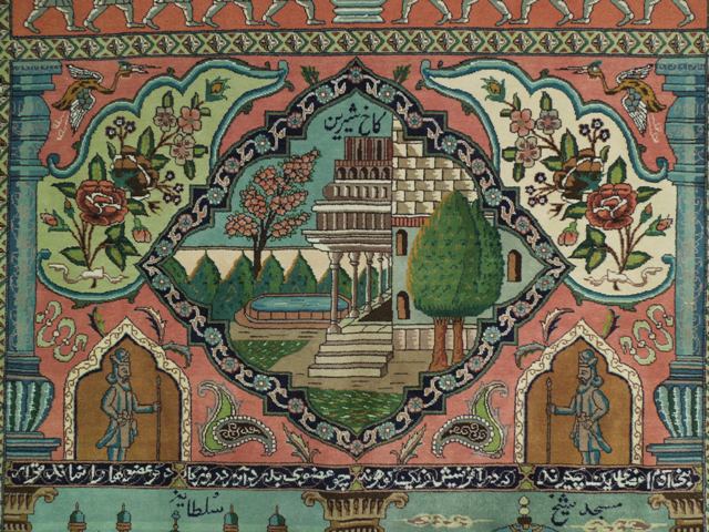 6.2 x 8.9 Super fine Pictorial Persian Tabriz Rug Wool and Silk 70 Raj #PIX-16883