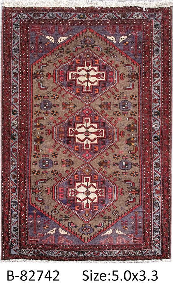 3.3 x 5 Persian Tribal Hamadan Rug Olive #PIX-82742