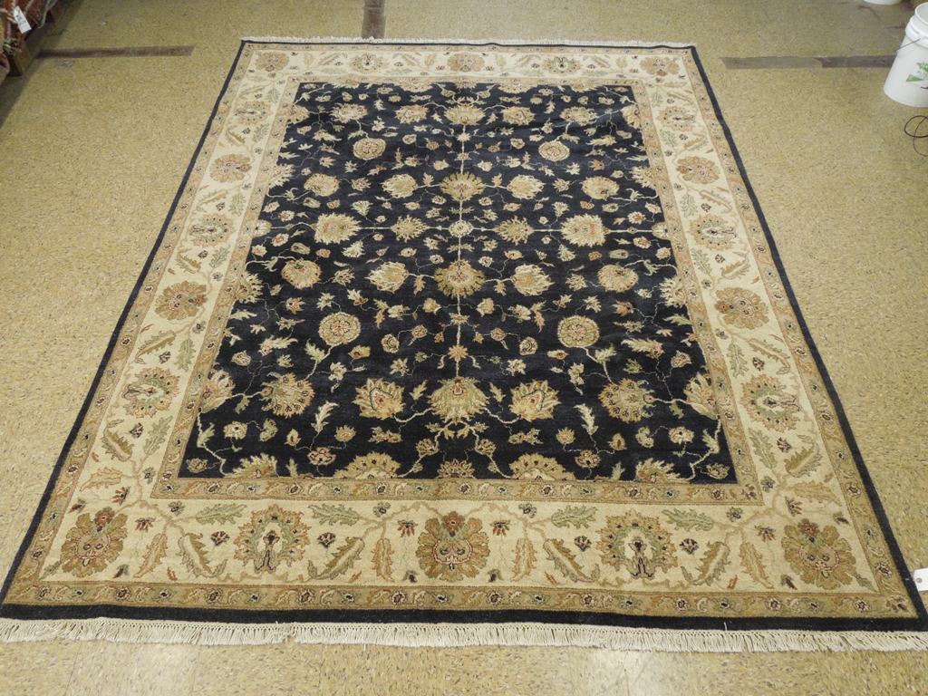 8 x 10 Quality Wool Hand-Knotted Jaipur Rug Black #PIX-25660