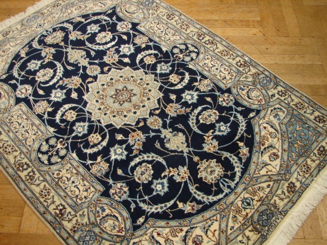 3.6 x 5 Signed Habibian High Quality Authentic Persian Nain 6 La Rug Handmade Iran Wool and Silk 500 KPSI #PIX-4912
