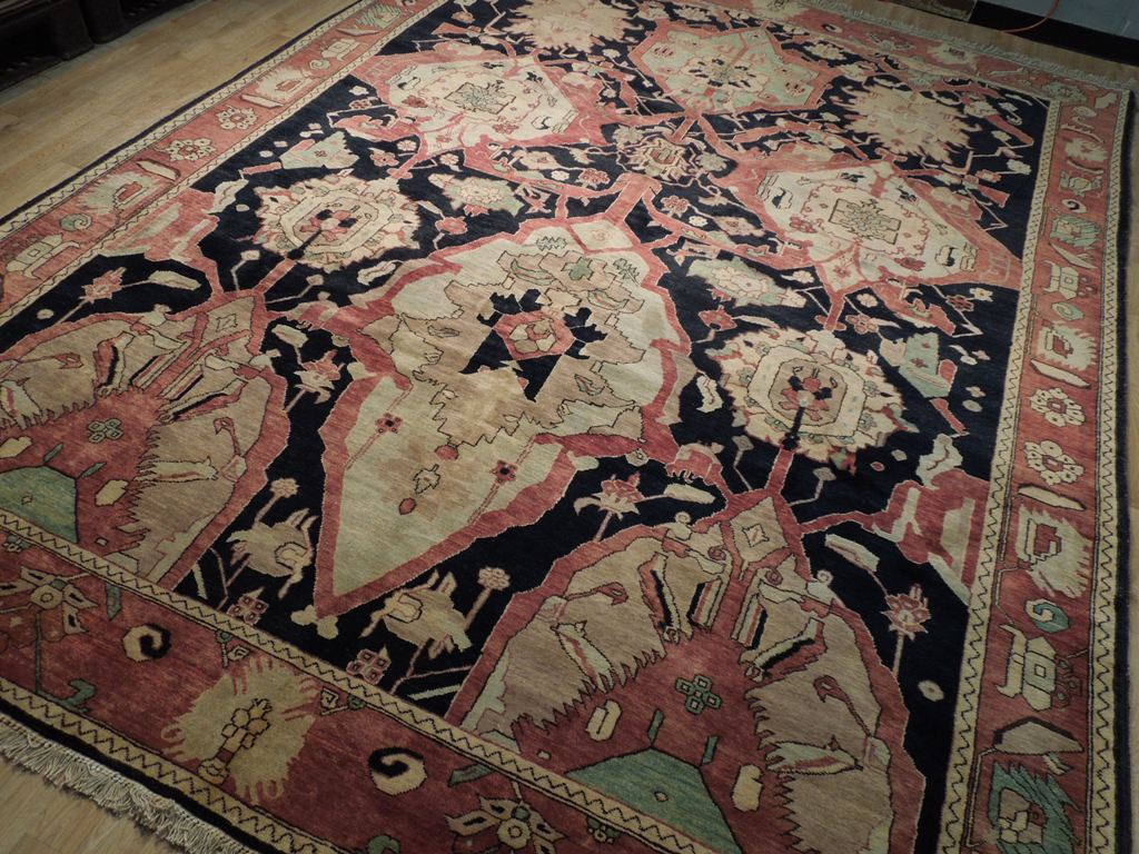 9 x 12 Great Zigler Peshawar New Rug Hand-Knotted Afghanistan Reproduction Black #PIX-18418
