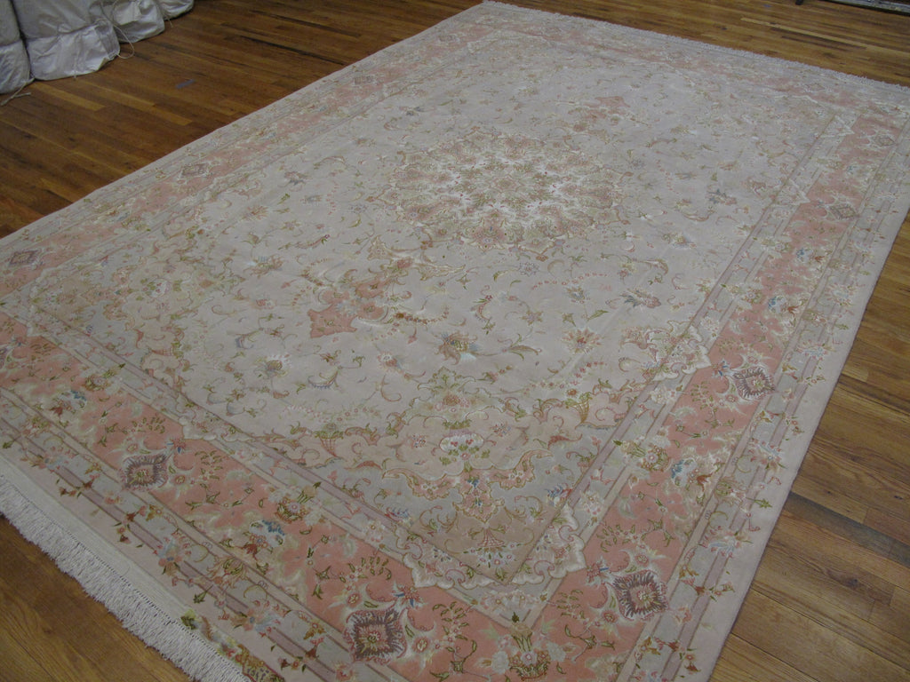 8 x 11.7 Top Quality Authentic Persian Rabriz Rug Wool and Silk 500 KPSI #PIX-29297