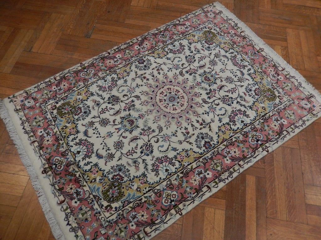 4.3 x 6.3 Persian Tabriz Rug Transitional Wool Silk Handmade #PIX-21778