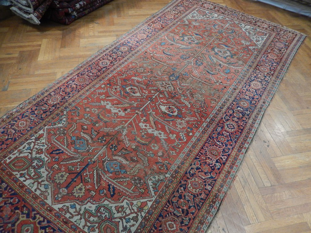 6.5 x 13 Authentic Persian Soltanabad Mahal Rug 1930's #PIX-22878