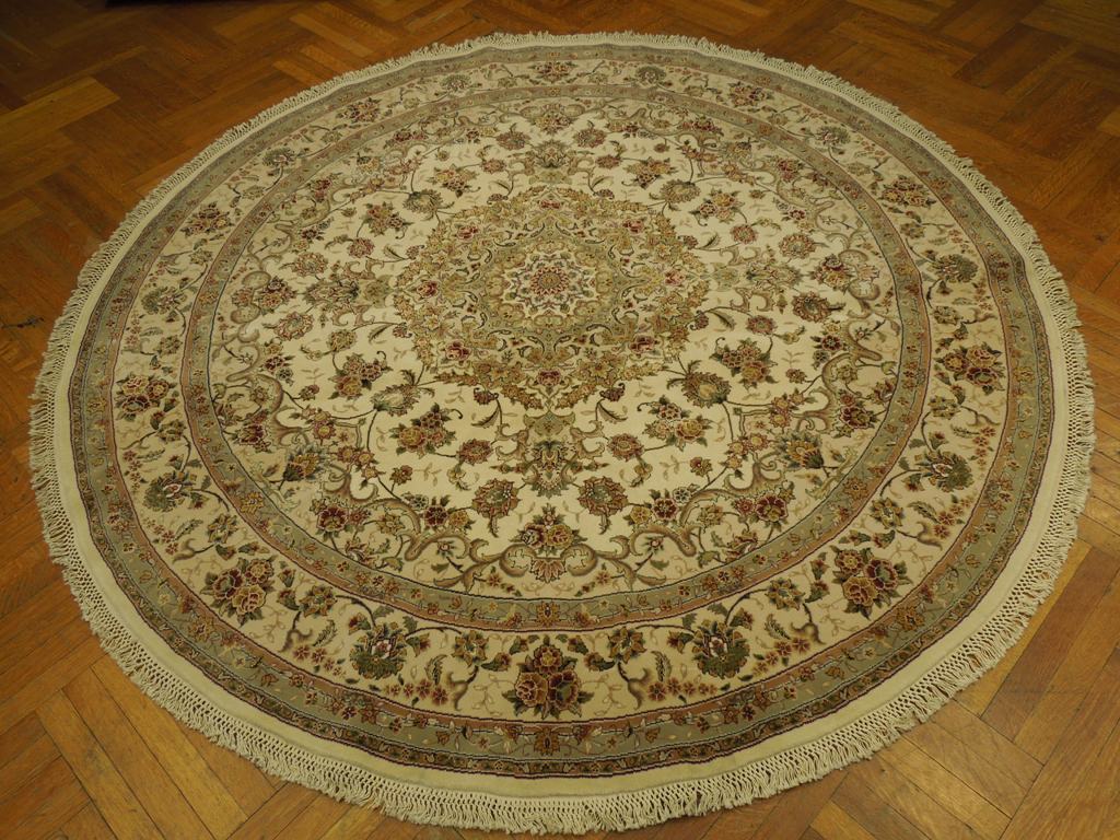 8.2 x 8.2 Feet ROUND Wool and Silk Fine Hand-knotted Rug #PIX-20867