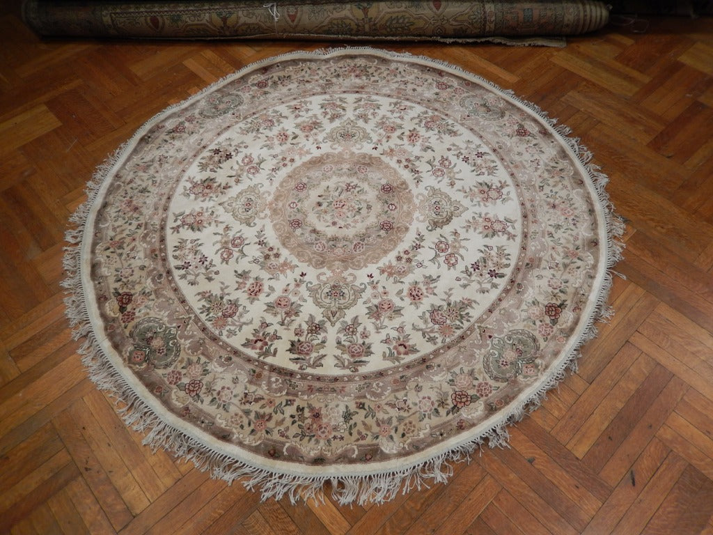 7.0 x 7.0 Feet ROUND Bamboo Silk Handmade Rug #PIX-21087