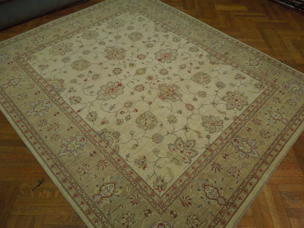 8.2 x 9.9 Peshawar Zigler Carpet Natural Wool Hand-Knotted Chobi Area Rug #PIX-20542