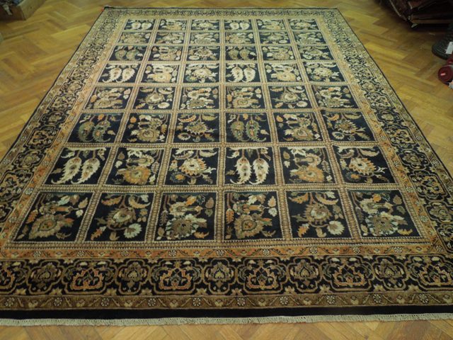 10.4 x 13.7 Unique Handmade Agra Rug Black #PIX-16711 B