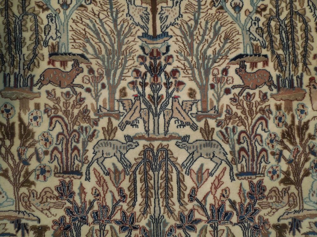 6.9 x 11 Authentic Fine Persian Nain Rug EXOTIC RARE Trees Birds Animals #PIX-18233