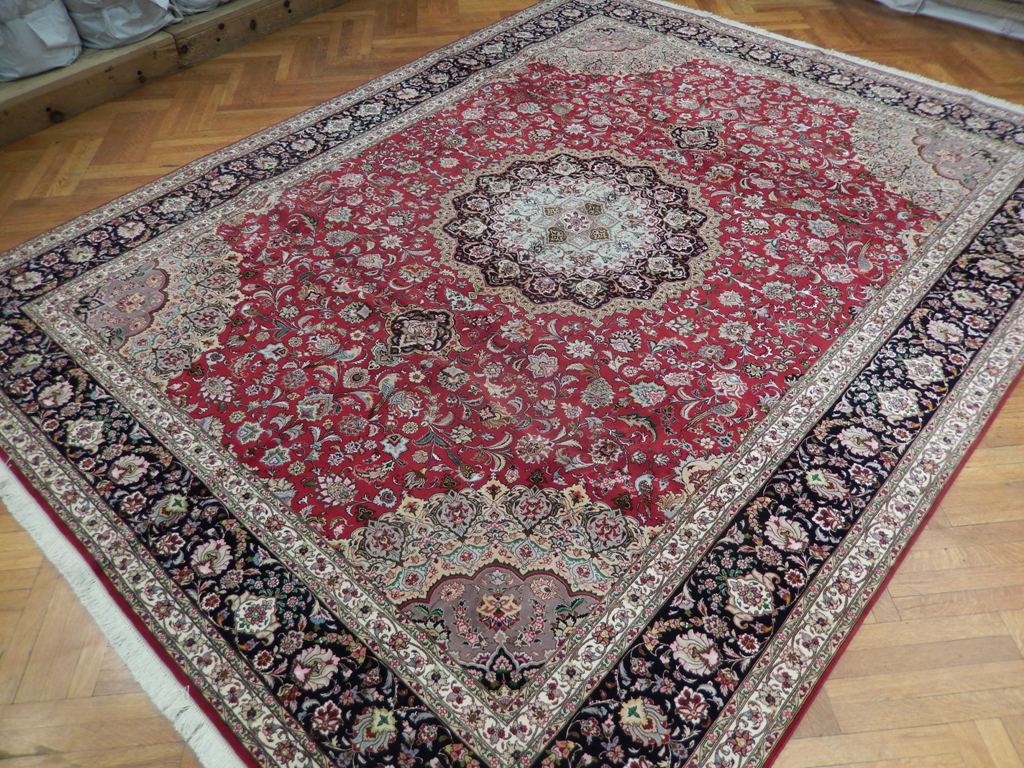 9.10 x 12.8 High Quality Authentic Persian Tabriz Rug Handmade Iran Wool and Silk 400 KPSI #PIX-21905
