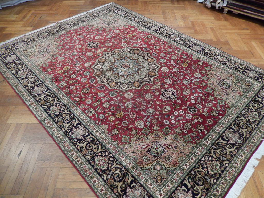 8.4 x 11.7 Authentic Fine Quality Persian Tabriz Carpet Handmade Iran Wool and Silk 400 KPSI #PIX-21866