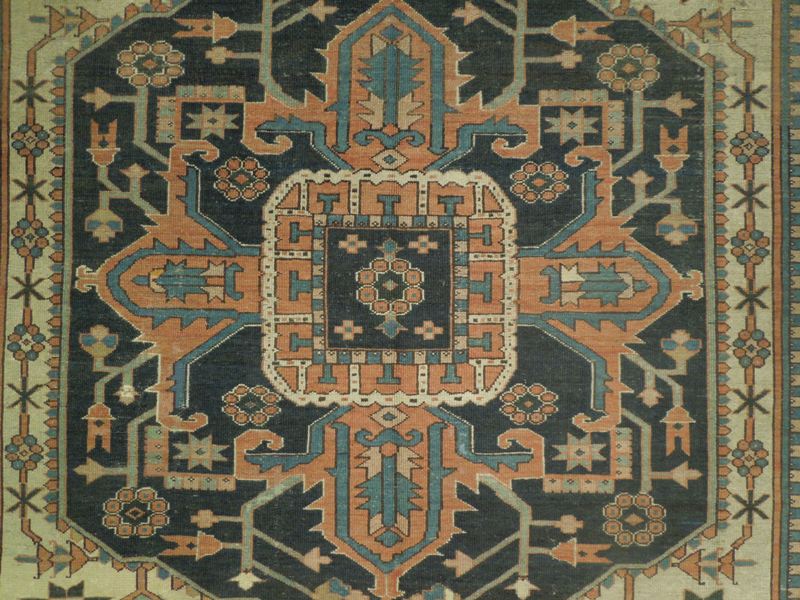 9.4 x 12 Rare Antique Serapi Rug 1930's #PIX-17176