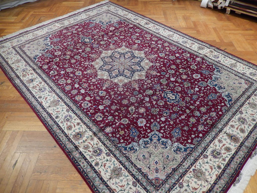 8 x 11.9 Authentic High Quality Persian Tabriz Wool and Silk Rug 500 KPSI #PIX-21877