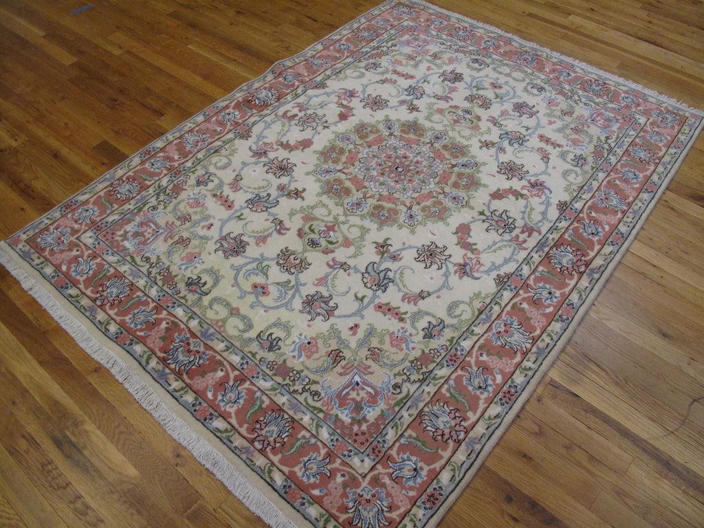 4.9 x 6.7 High Quality Authentic Persian Tabriz Rug Handmade Iran Wool and Silk 400 KPSI #PIX-29298
