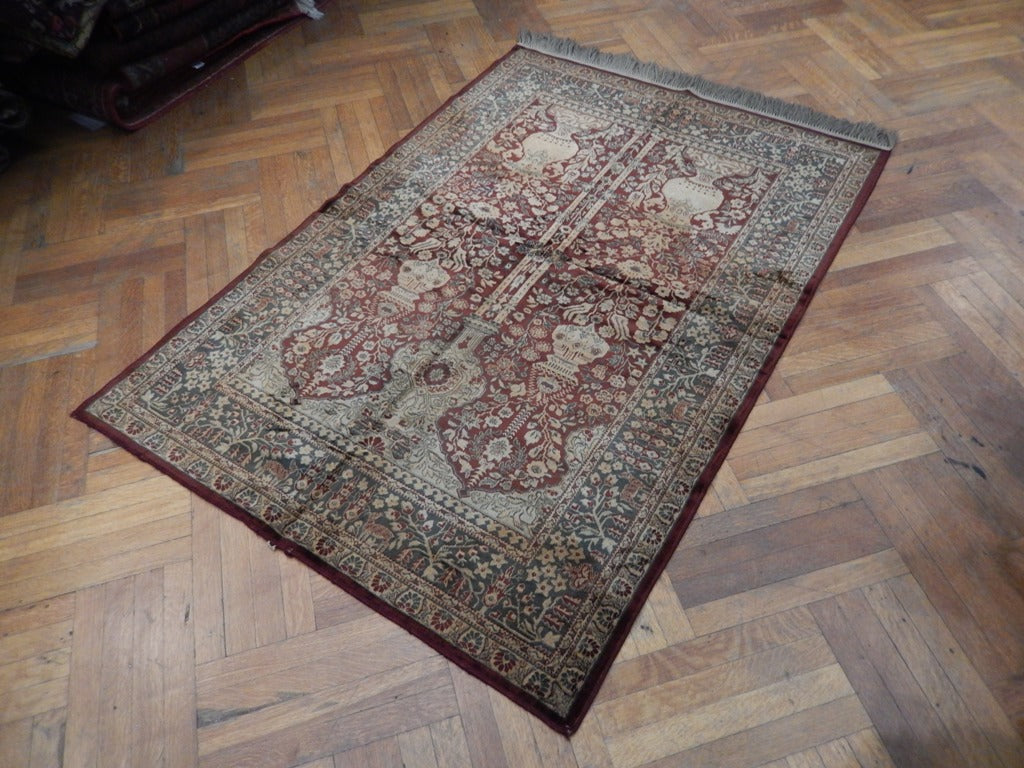 4.6 x 6.7 Turkish Prayer Kashan Bamboo Silk Area Rug #PIX-23558