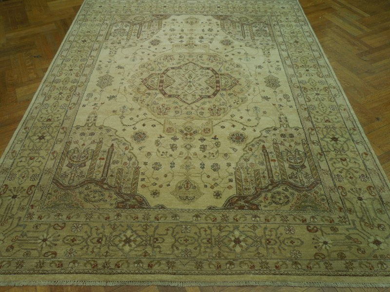 8 x 10 High Quality Agra Rug Handmade Natural Wool #PIX-17523