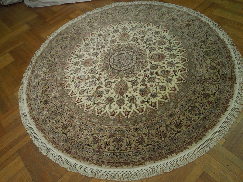7 x 7 feet ROUND fine weave Quality Wool and Silk Rug    #PIX-17191