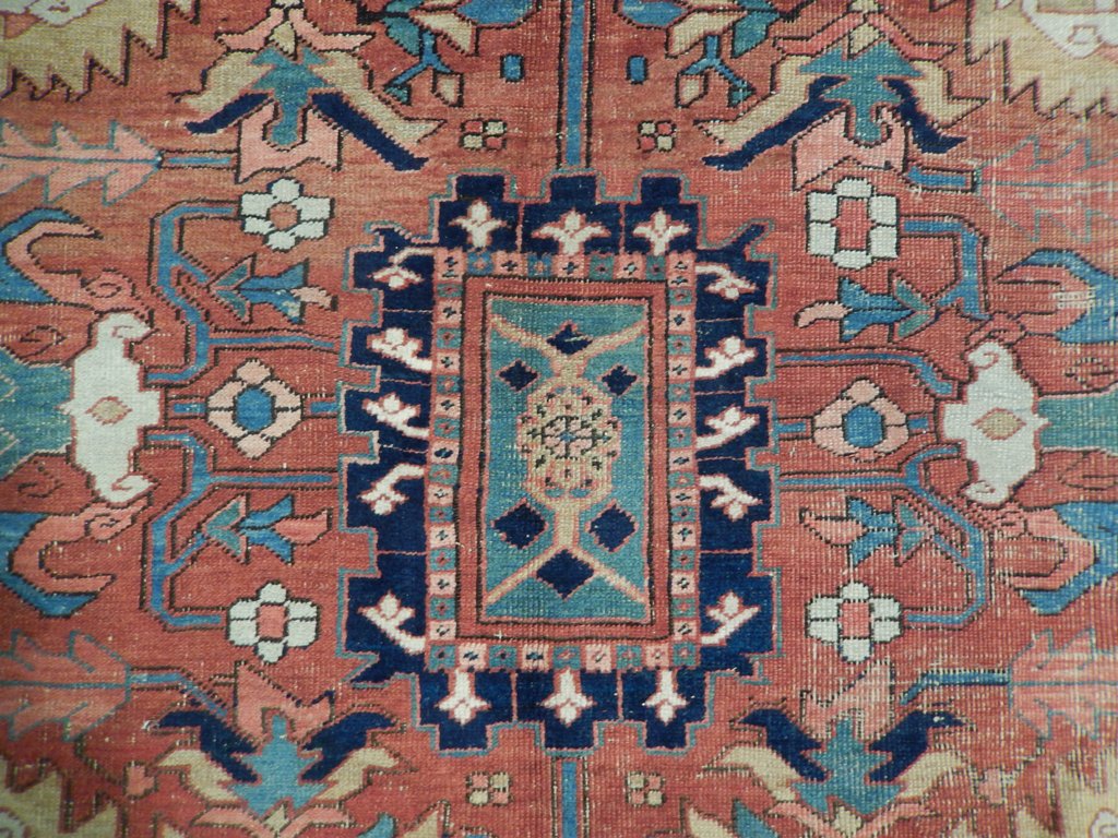 8 x 11.3 Authentic Persian Antique Serapi Rug 1940's #PIX-22384