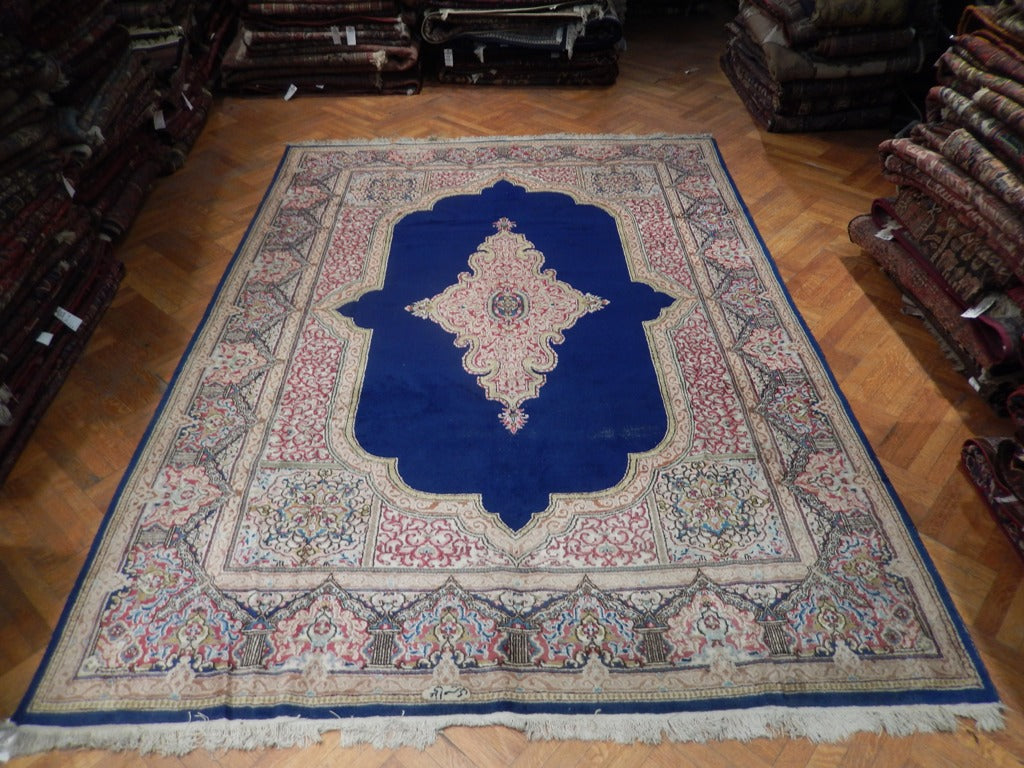8.2 x 11.4 Authentic Persian Kerman Rug Classic Royal Blue #PIX-23418