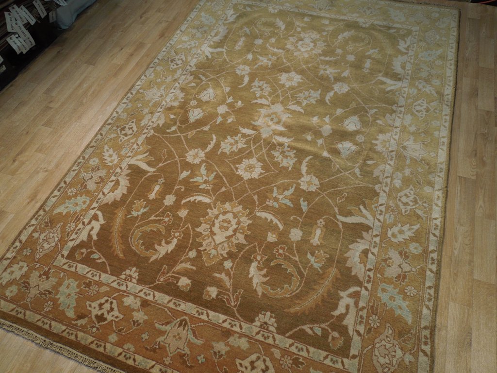 5.10 x 8.9 ARMY BROWN Handmade Agra Rug #PIX-18757