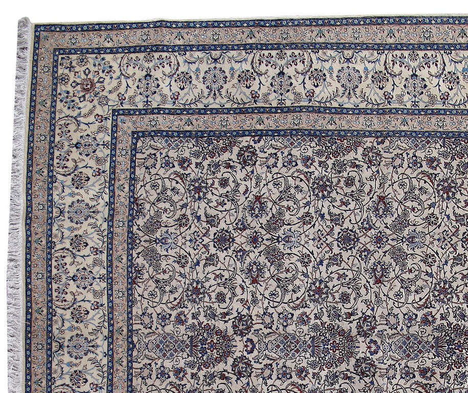 8.5 x 11.7 Habibian Signed Authentic Persian Nain Rug Wool And Silk 500 KPSI Rare All Over Pattern #B-80002