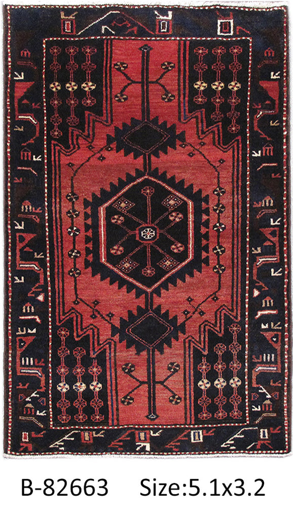 3.5 x 5 Persian Tribal Dark Colors Hamadan #PIX-82663