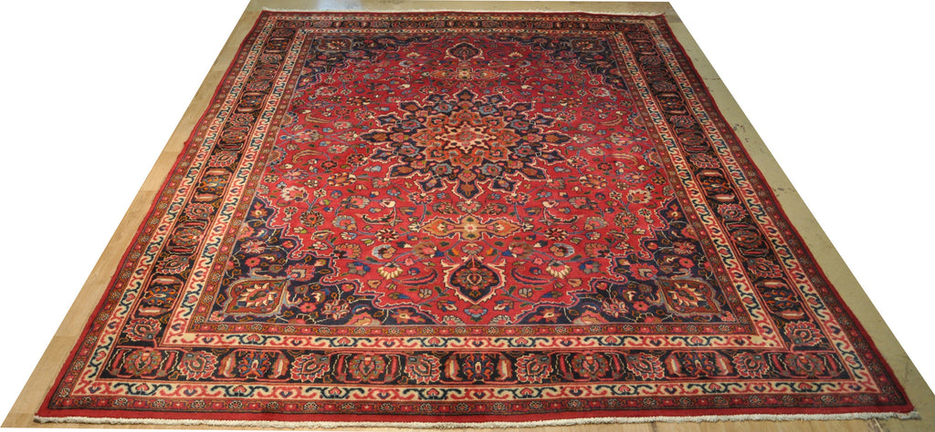 9.6 x 12.6 Persian Mashad Rug  Wool Handknotted #B-78891