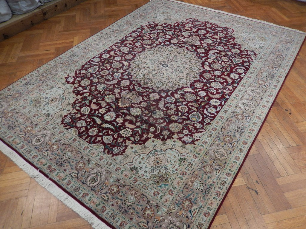 8.2 x 11 Amazing High Quality Authentic Persian Tabriz Rug Wool and Silk Iran #PIX-21882