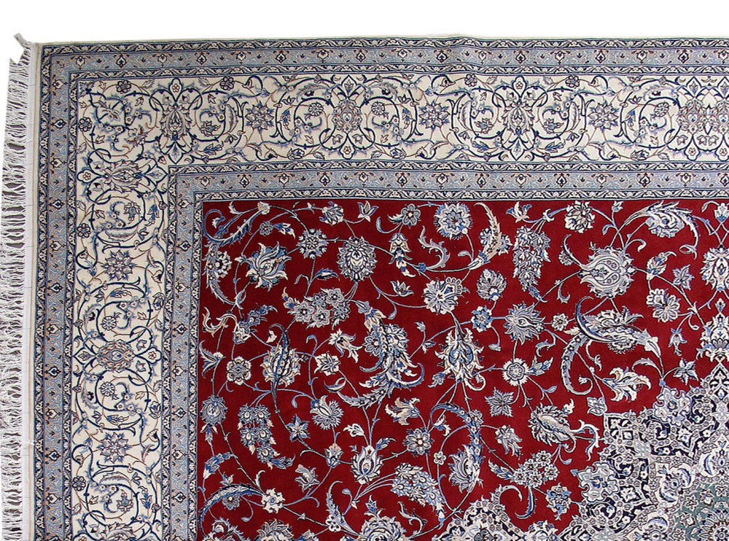 9.4 x 13.4 Authentic Persian Nain Rug Wool and Silk Handmade Iran #B-80009