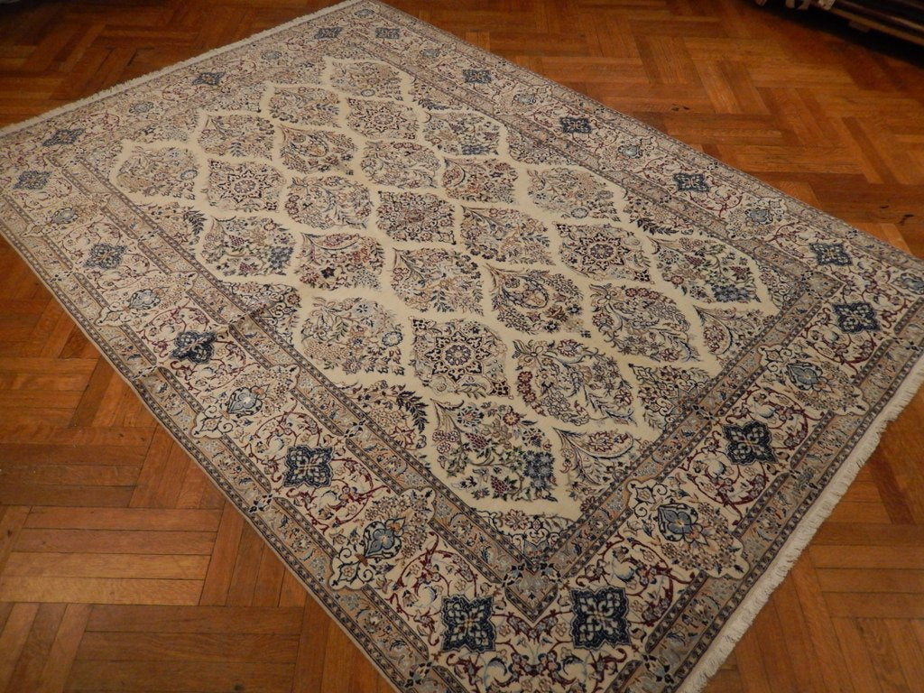 7.7 x 9.9 Authentic Signed Habibian Persian Nain Handmade Wool and Silk Rug 500 KPSI Unusual Iran #PIX-22004