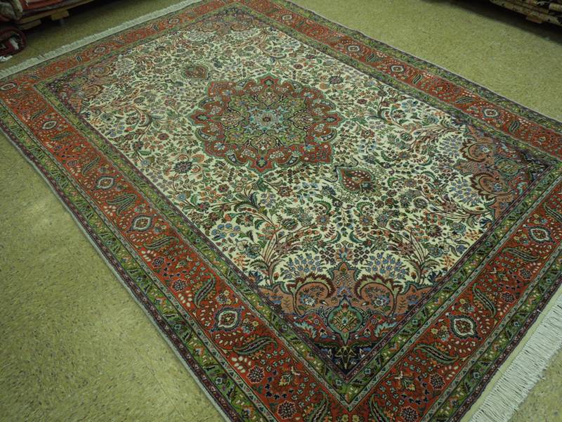 6.9 x 9.10 High Quality Persian Tabriz Rug Handmade Iran Wool and Silk #PIX-18057