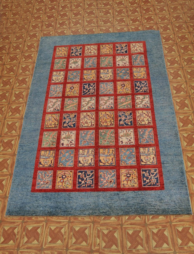 6.3 x 9.5 New Handmade Chechen Kazak Rug Bakhtiar Garden Pattern #PIX-24997