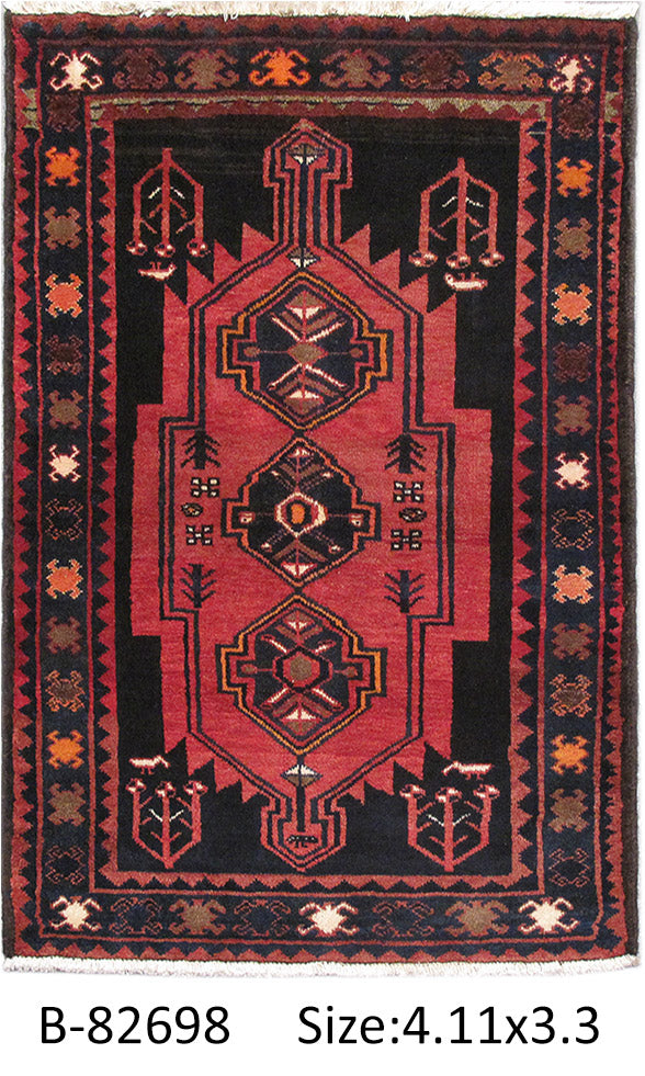 3.3 x 5 Iran Tribal Village Rug Pink Red #PIX-82698
