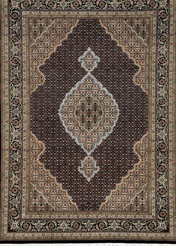 5.6 x 8 Quality Wool and Silk Mahi Tabriz Herati Handmade Rug #B-70179