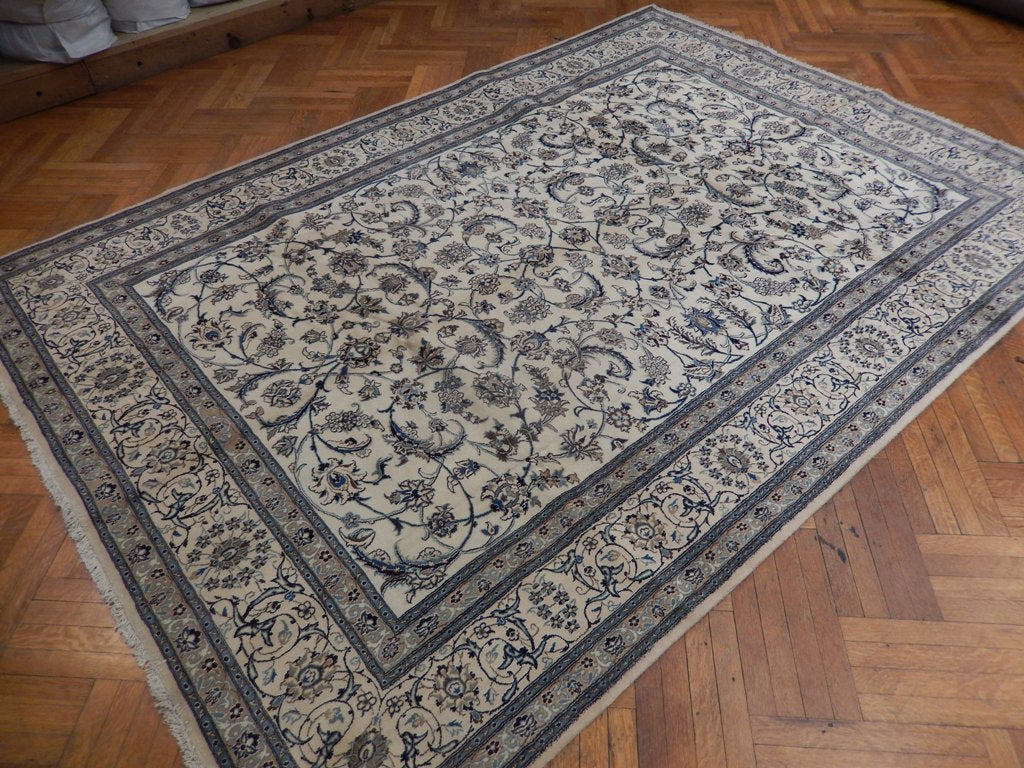 8 x 11.9 Authentic Persian Nain Iran Rug Wool and Silk #PIX-21841