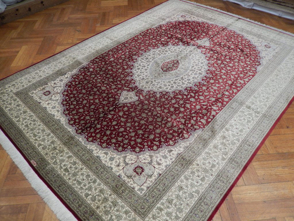 8 x 11 Pure Silk High Quality Authentic Persian Qom Rug Handmade Iran 500 KPSI #PIX-21946