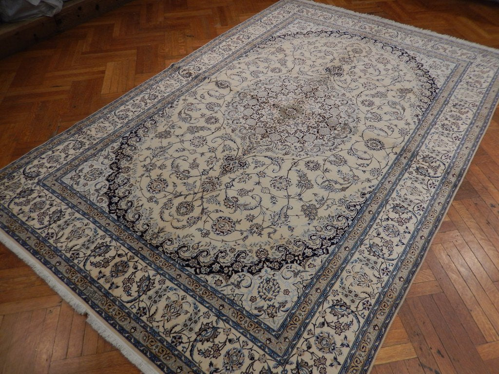 7 x 10.10 Signed Habibian High Quality 6 LA 500 KPSI Persian Nain Rug Wool and Silk Handmade Iran #PIX-22029