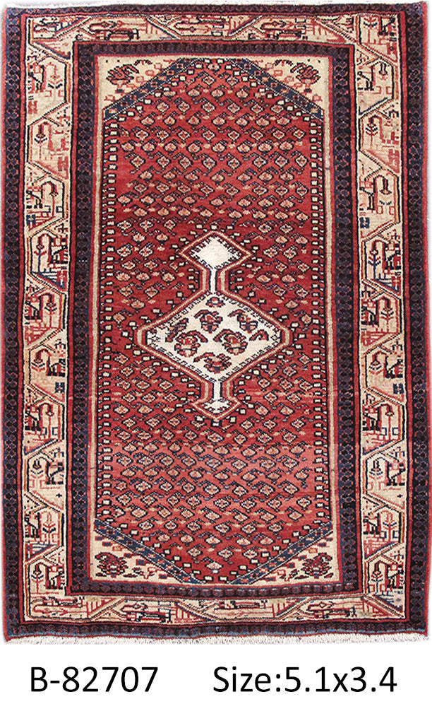 3.4 x 5 Persian Hamadan Mahal Rug TRIBAL #PIX-82707