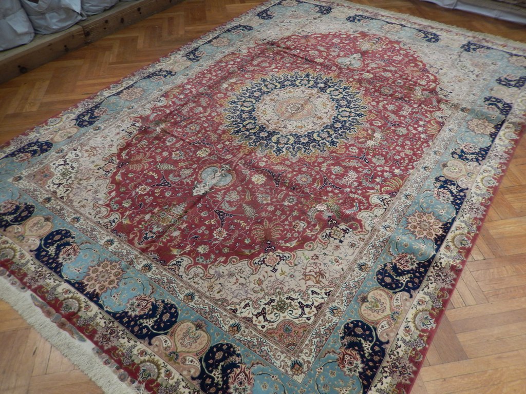 9.7 x 13.8 Super High Quality 70 Raj Authentic Persian Tabriz Rug Handmade Iran Wool and Silk on Silk 500 KPSI #PIX-21912